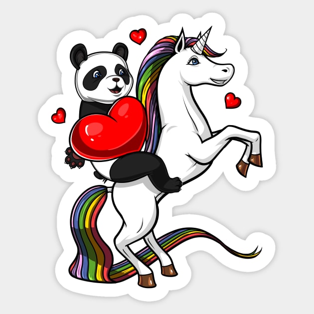 Panda Bear Riding Unicorn Sticker by underheaven